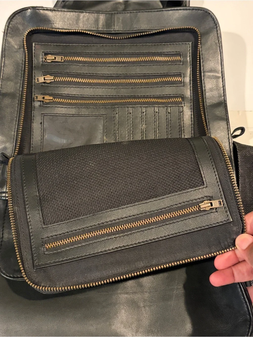 Nicholas K Black Leather Sling Pack One Strap Backpack Utilitarian Avant Garde